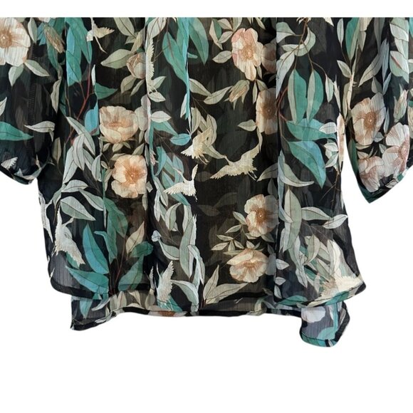 Lauren Conrad Women's Black Sheer 3/4 Sleeve Blouse Size Large - Picture 5 of 10